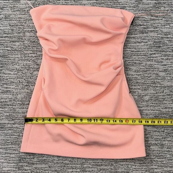 Misha Alston Strapless Ruched BONDED CREPE Mini Dress Calypso Pink Sz 8 Revolve - Picture 10 of 15